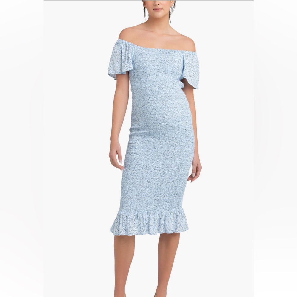 Ripe Maternity Light Blue Midi Dress